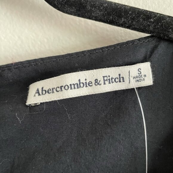 Abercrombie & Fitch Women S Black Long Sleeve Poplin Babydoll Mini Dress NWT - Picture 10 of 15